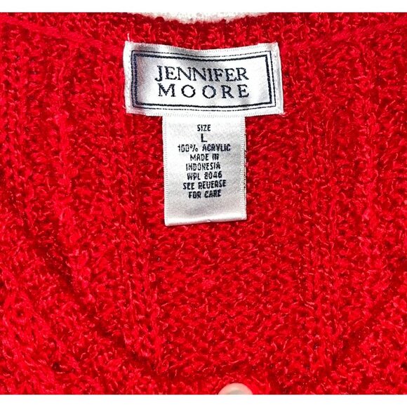 Jennifer Moore Red Button-Front Cardigan Sweater L - Picture 3 of 3